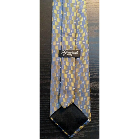 Stefano Conti High End Italian Silk Men's Tie Necktie 58" Silver & Gold NICE - Picture 8 of 8
